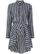 Elaidi Striped Asymmetric Hem Shirt - Black