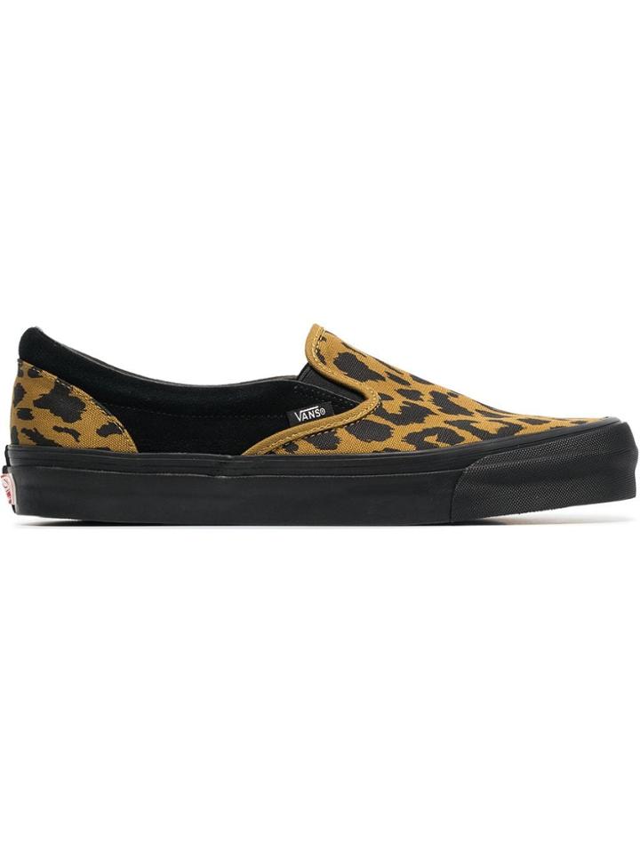 Vans Black And Yellow Vault Ua Og Leopard Print Slip On Sneakers