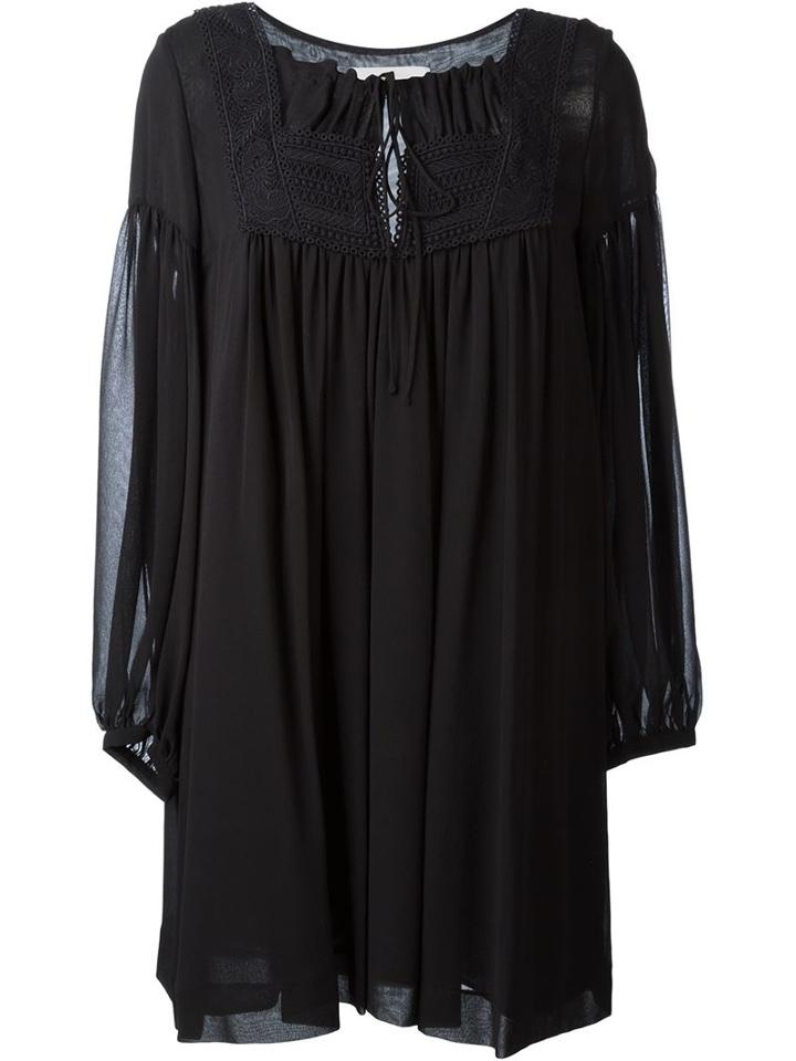 See By Chloé Embroidered Bib Loose Dress
