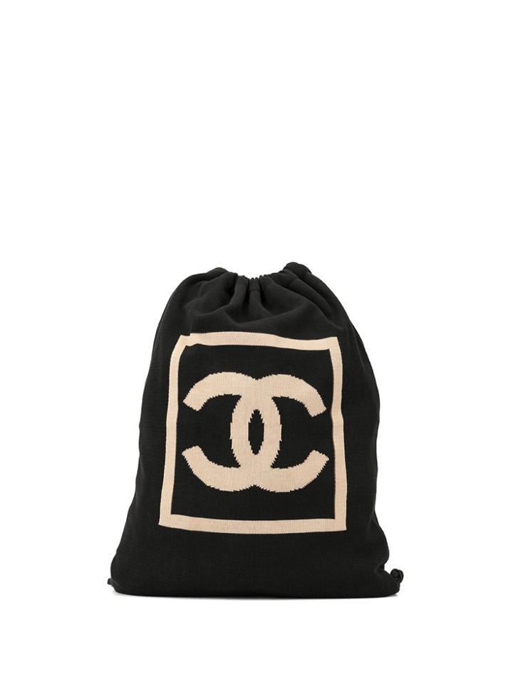 Chanel Pre-owned Sports Line Cc Print Drawstring Backpack - Black