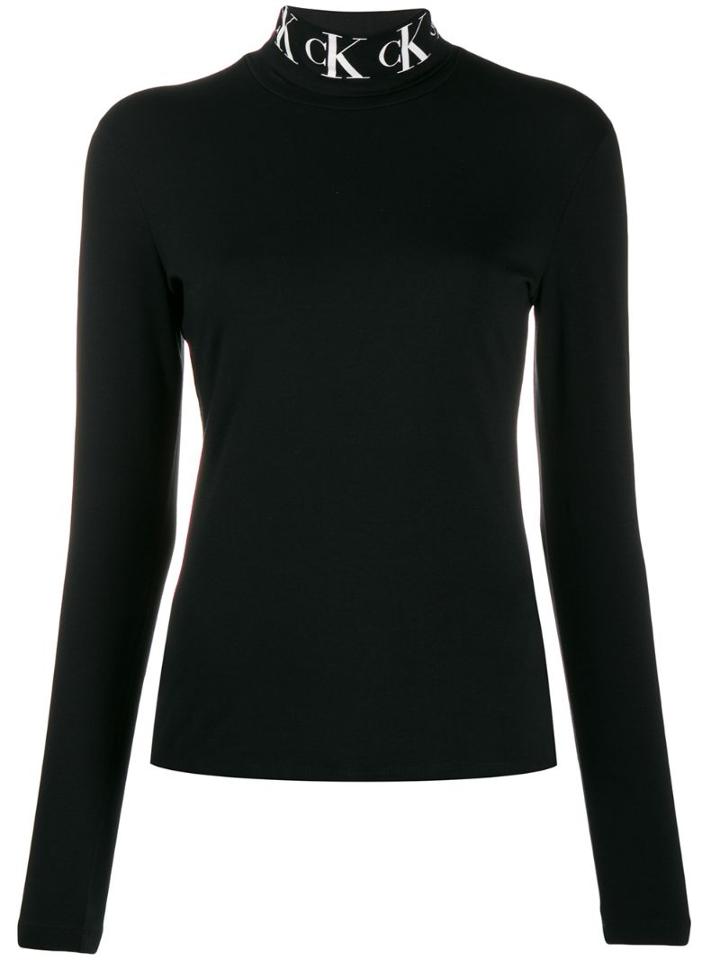 Calvin Klein Jeans Monogram Tape Roll Neck Top - Black
