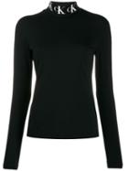 Calvin Klein Jeans Monogram Tape Roll Neck Top - Black