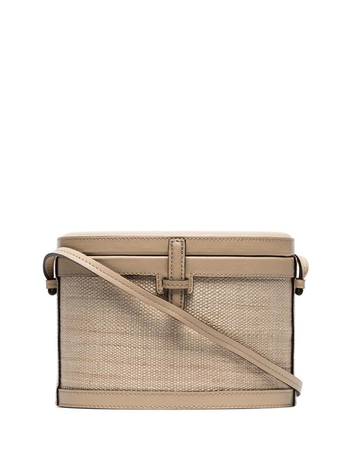 Hunting Season Beige Trunk Straw And Leather Box Bag - Neutrals