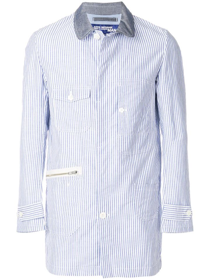 Junya Watanabe Comme Des Garçons Man Striped Shirt Jacket - Blue
