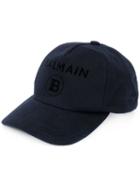 Balmain Logo Print Baseball Cap - Black