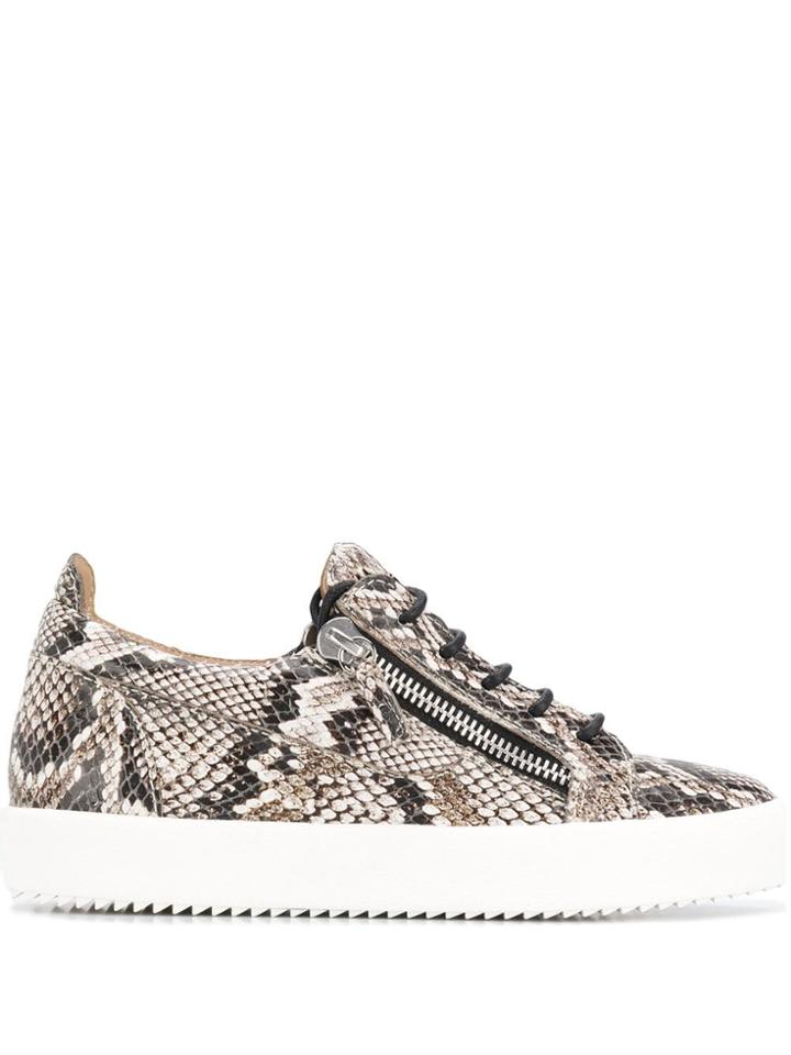 Giuseppe Zanotti Snakeskin Print Sneakers - Neutrals