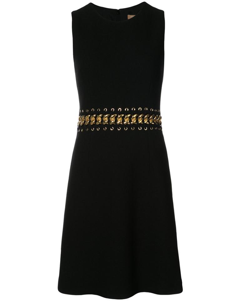 Michael Kors Metallic Lace-up Flared Dress - Black