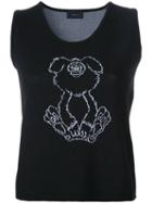 G.v.g.v. - Cartoon Knit Tank Top - Women - Cotton/polyester/rayon - Xs, Black, Cotton/polyester/rayon