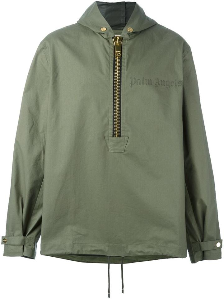Palm Angels Oversized Zip Hooded Jacket, Men's, Size: Xs, Green, Cotton
