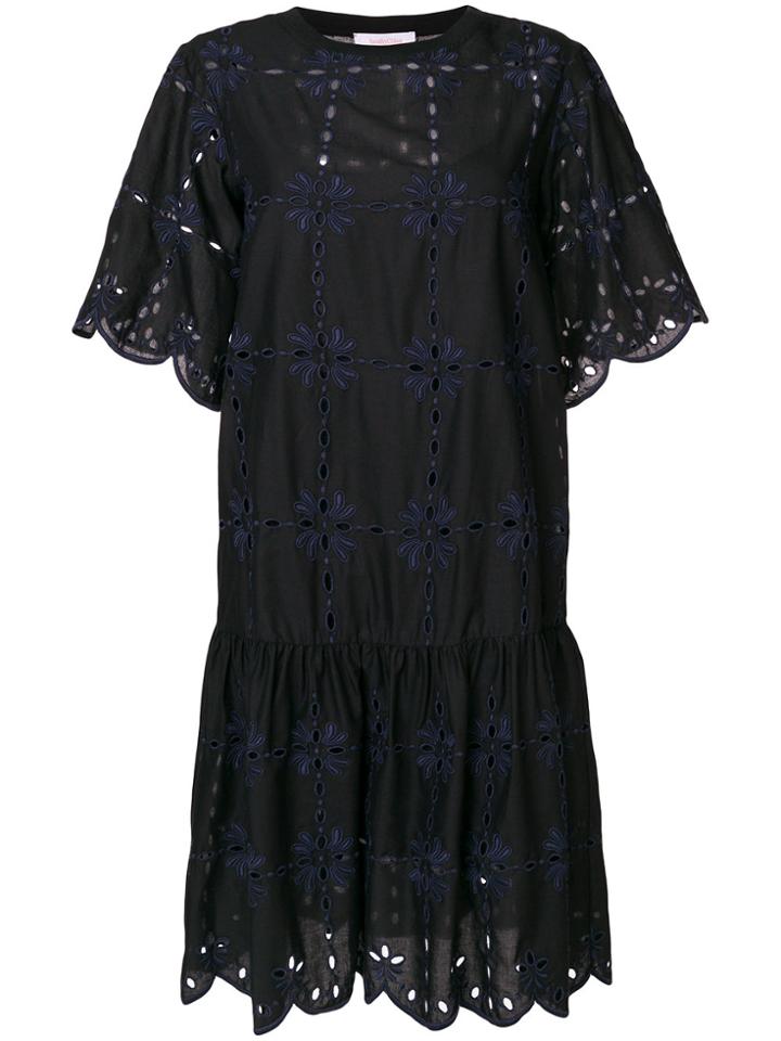 See By Chloé Scalloped Hem Peplum Dress - Black