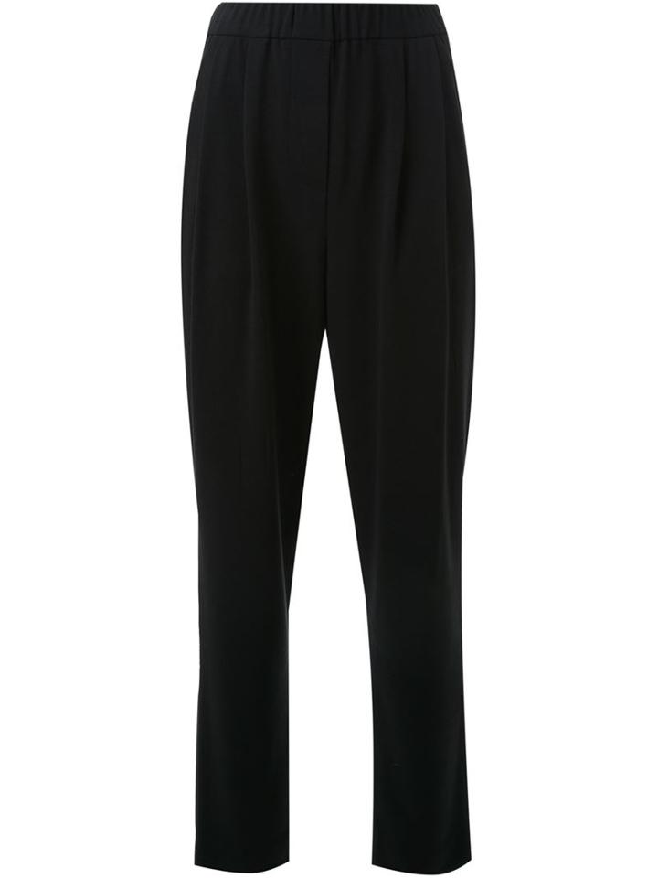 Megan Park Crepe Pleated Trousers, Women's, Size: 8, Black, Polyester/spandex/elastane/rayon