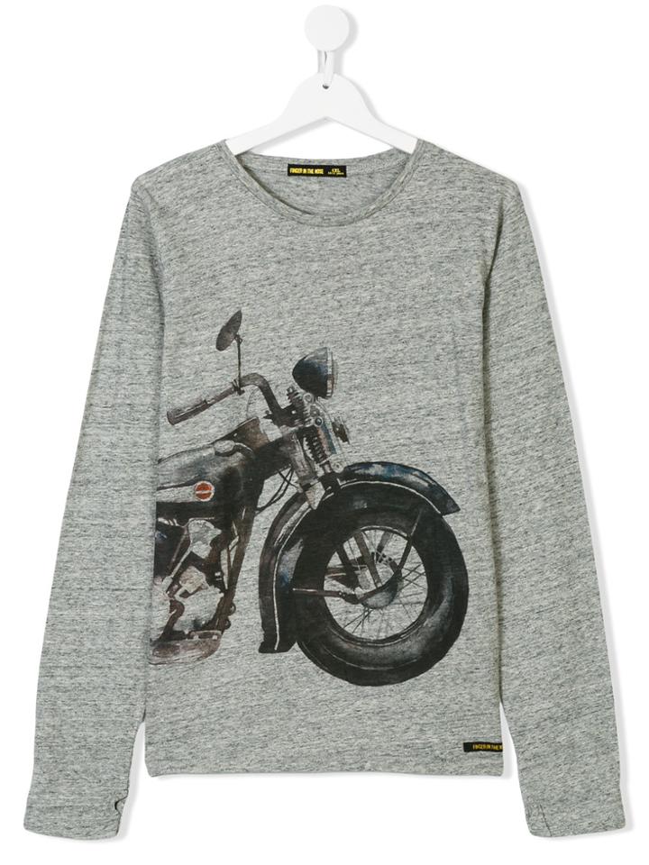 Finger In The Nose Motorbike Print Sweatshirt - Grey