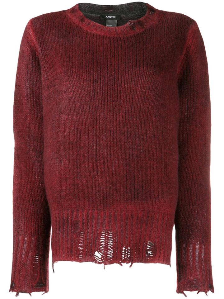 Avant Toi Ripped Sweater - Red