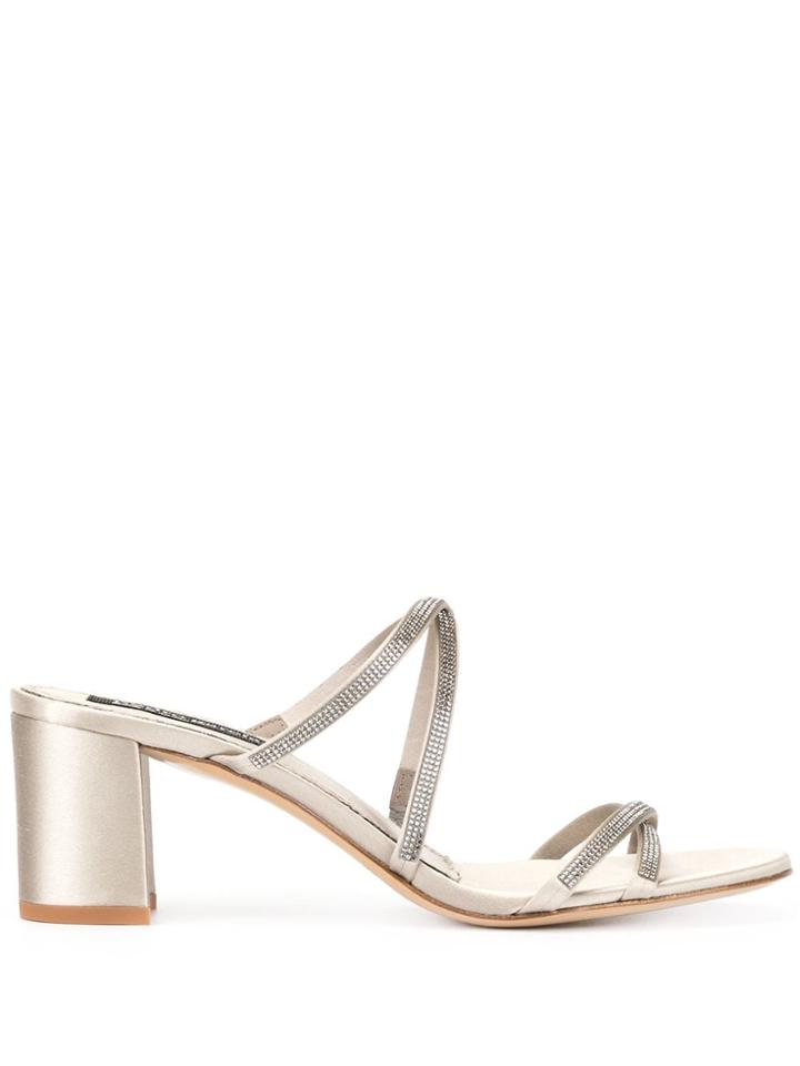Pedro Garcia Metallic Mid-heel Sandals - Silver