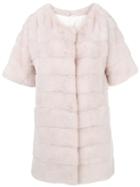 Simonetta Ravizza Dari Short Sleeve Panel Coat - Pink & Purple