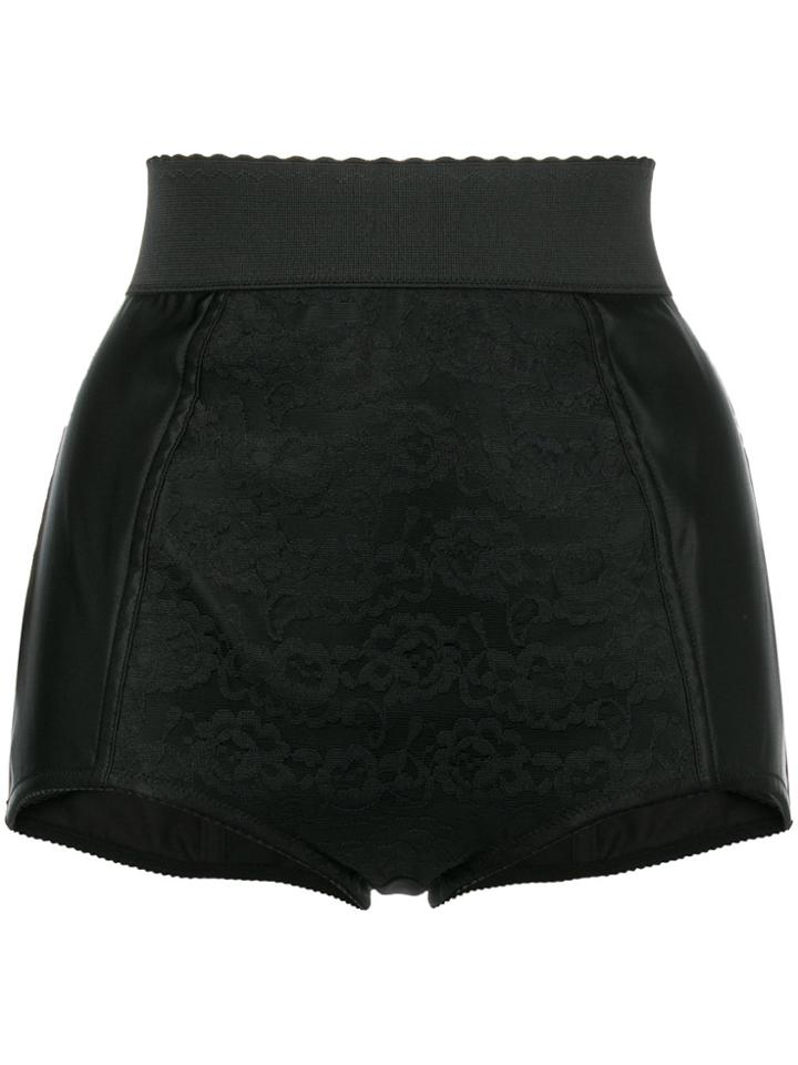 Dolce & Gabbana Lace-panelled Satin Shorts - Black