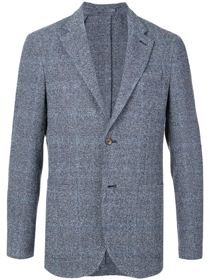 Eleventy Tartan Pattern Blazer - Blue