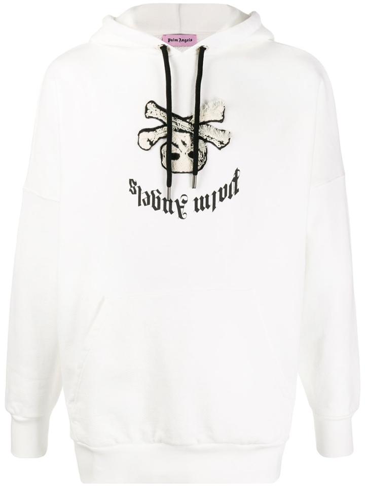 Palm Angels Skull Motif Hoodie - White