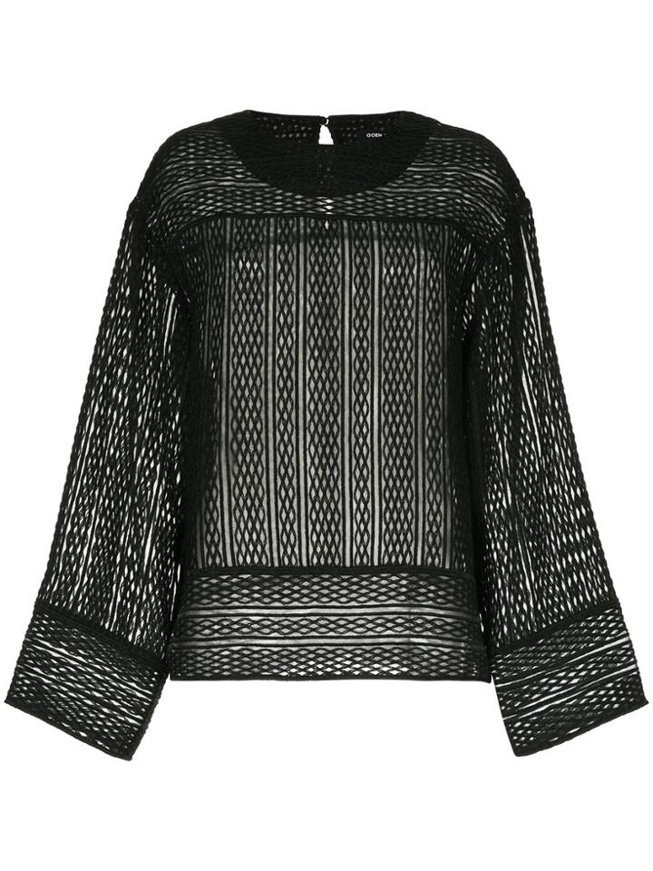 Goen.j Yarn-overlaid Organza Oversized Blouse - Black