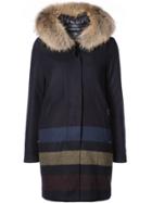 Woolrich All Good Striped Hooded Coat - Blue