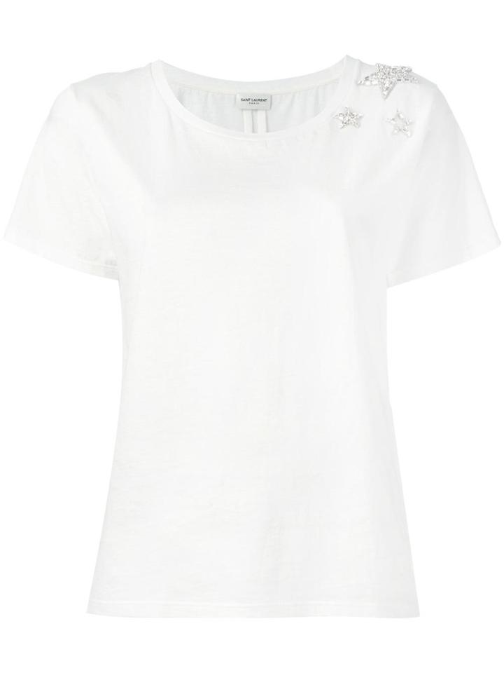 Saint Laurent Crystal Stars T-shirt - White