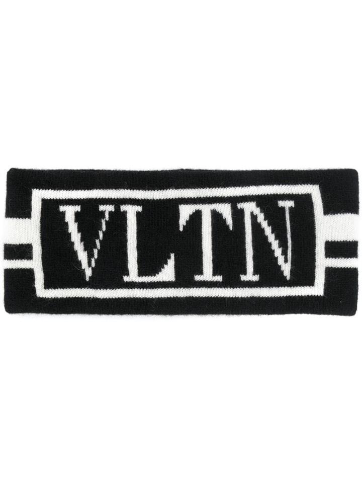 Valentino Vltn Logo Knitted Headband - Black
