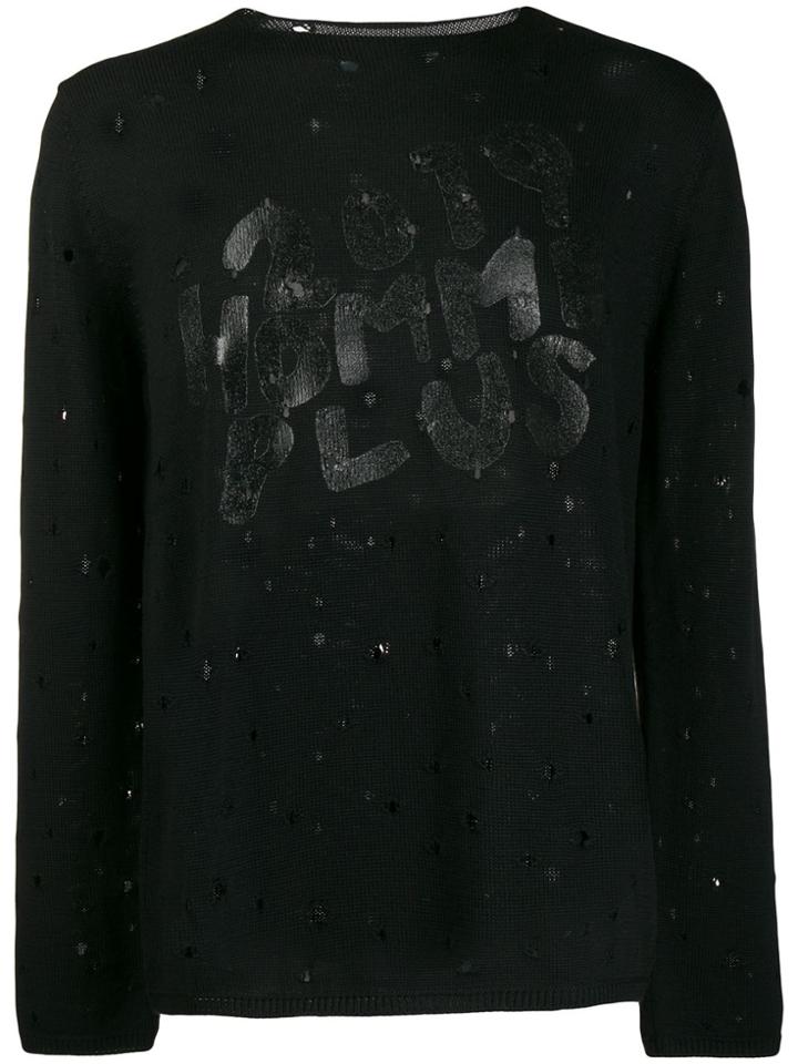 Comme Des Garçons Homme Plus Distressed-effect Jumper - Black