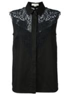 Stella Mccartney Lace Detail Sleeveless Shirt, Women's, Size: 40, Black, Cotton
