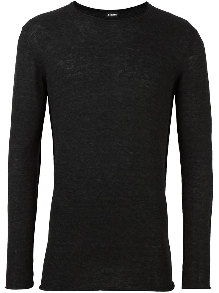 Diesel Crew Neck Jumper, Men's, Size: Xl, Black, Nylon/wool/alpaca