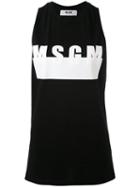 Msgm - Logo Print Tank Top - Women - Cotton - Xs, Black, Cotton