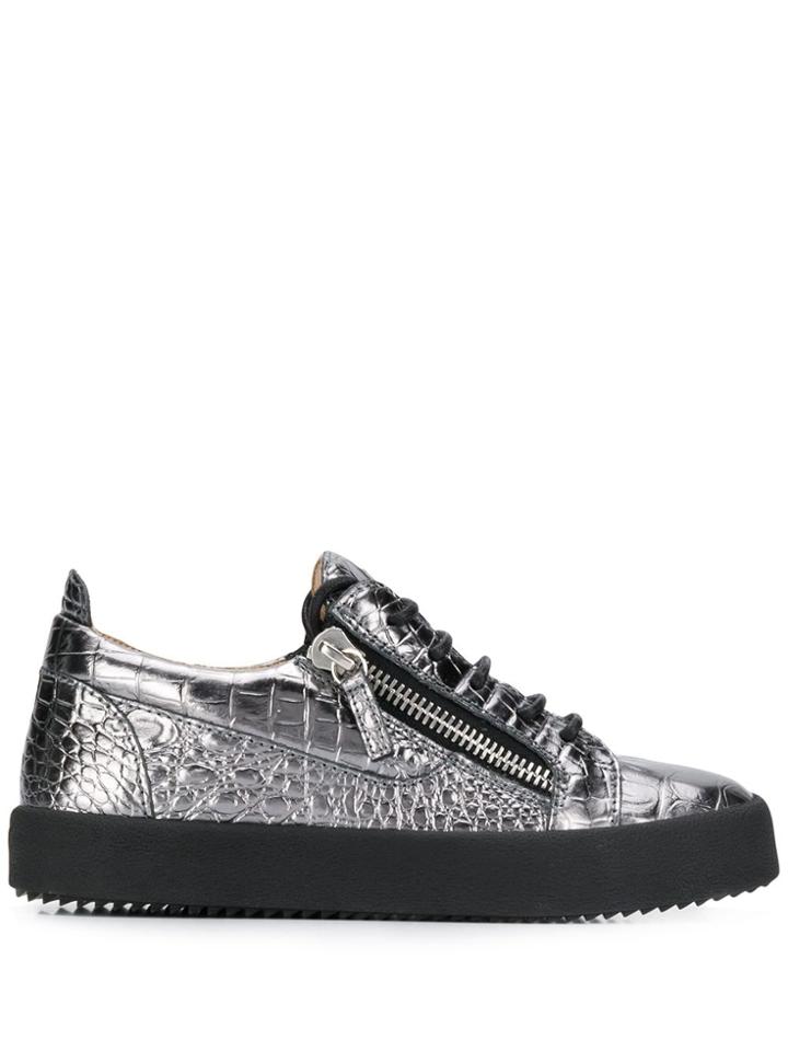 Giuseppe Zanotti Gail Snakeskin-effect Sneakers - Silver