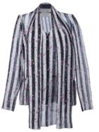 Lanvin Floral Striped Blouse, Women's, Size: 40, Black, Silk