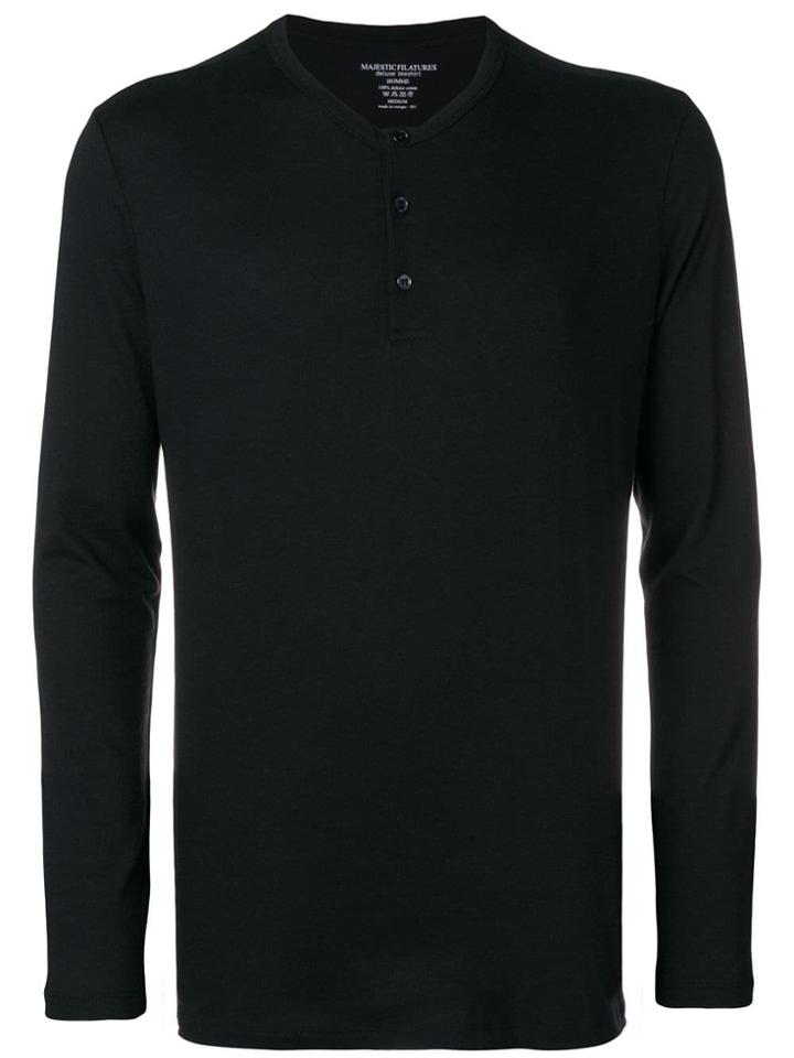 Majestic Filatures Long-sleeve Buttoned T-shirt - Black