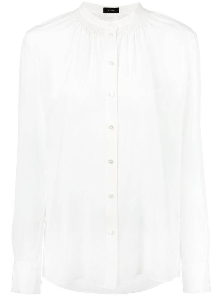 Joseph Mandarin Gathered Neck Shirt, Women's, Size: 38, White, Silk