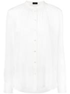Joseph Mandarin Gathered Neck Shirt, Women's, Size: 38, White, Silk