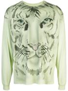 Just Don Tiger Print Sweater - Green