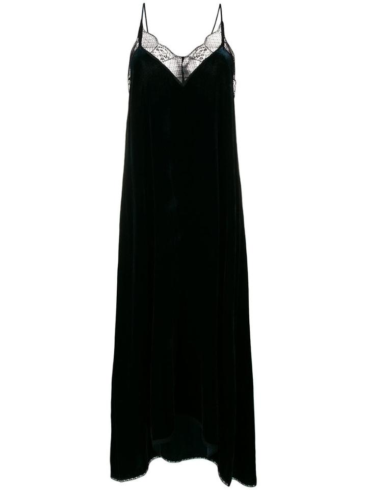 Zadig & Voltaire Lace Trim Velvet Dress - Blue
