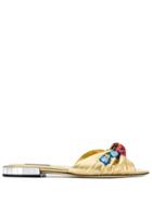 Dolce & Gabbana Floral Print Slides - Gold