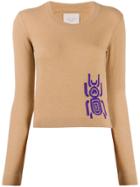 Frankie Morello Contrast Insect Knit Jumper - Neutrals