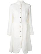 Aleksandr Manamïs - Contrast Button Dress Coat - Women - Cotton/linen/flax - 1, White, Cotton/linen/flax