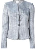 Armani Collezioni Metallic (grey) Sheen Fitted Jacket, Women's, Size: 40, Polyester/cotton/polyamide/silk