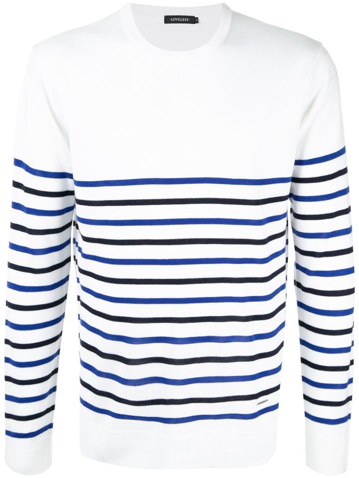 Loveless Striped Contrast Sweater - White