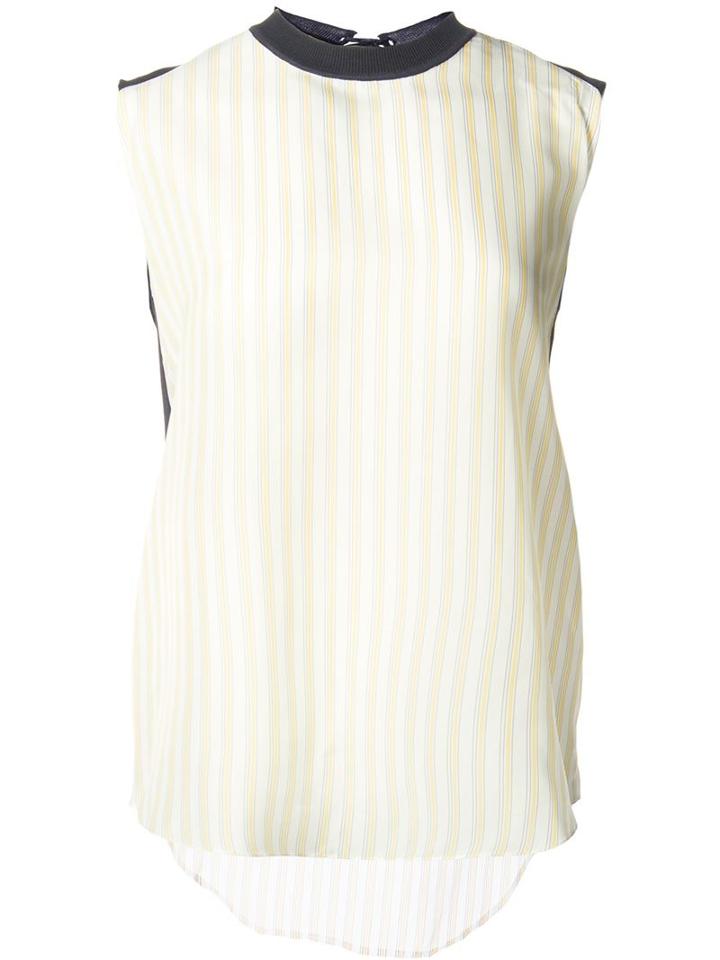 Astraet Striped Contrast Slashed Back Tank Top