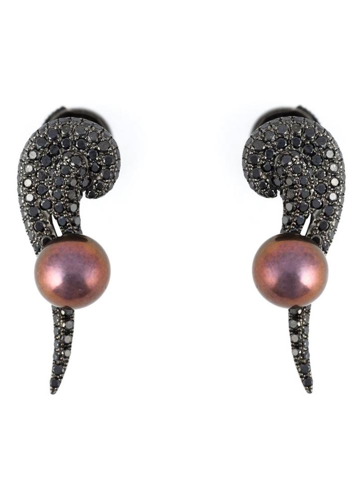 Elise Dray 18kt Black Gold Wing Earrings