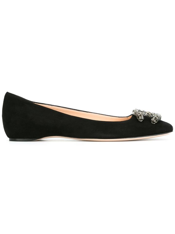 Gucci Snake Embellished Ballerinas - Black