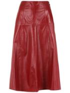 Nk Midi Leather Skirt - Red