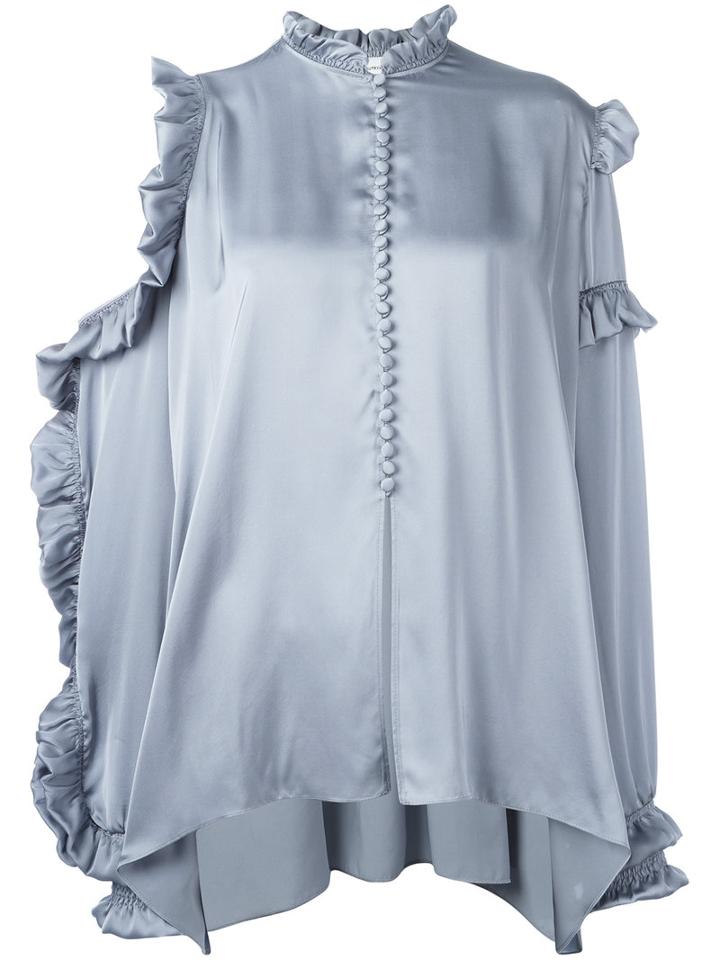 Magda Butrym - Cold Shoulder Shirt - Women - Silk - 38, Grey, Silk