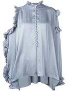 Magda Butrym - Cold Shoulder Shirt - Women - Silk - 38, Grey, Silk