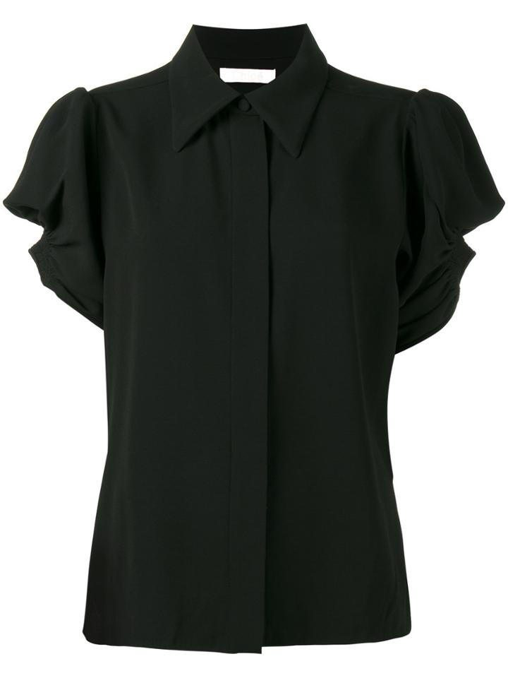 Chloé Puff Sleeved Blouse With Keyhole Detailing - Black