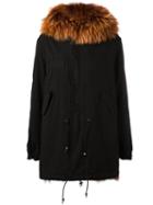 Mr & Mrs Italy Hood Detail Parka Coat, Women's, Size: Xxs, Black, Cotton/lamb Skin/fox Fur/viscose
